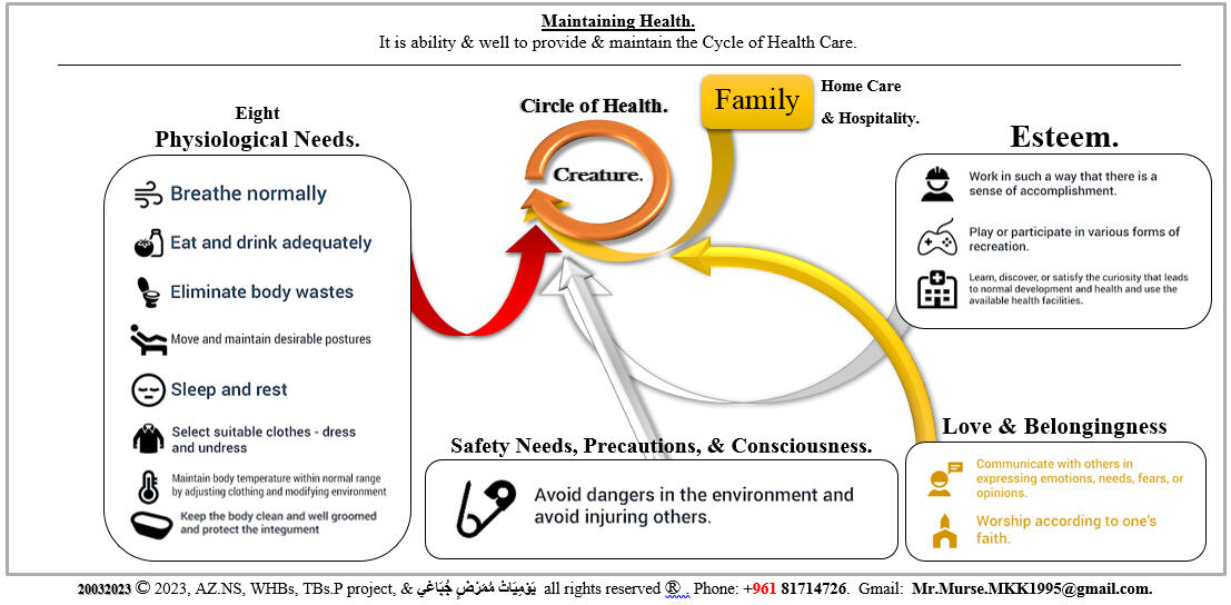 the 15 Health needs of the cycle of health.